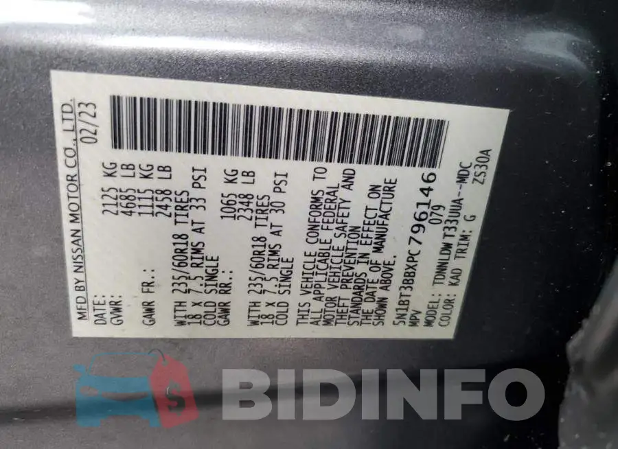 5N1BT3BBXPC796146 Photo# 12