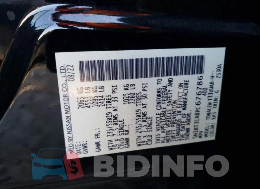 5N1BT3CA8PC676786 Photo# 13