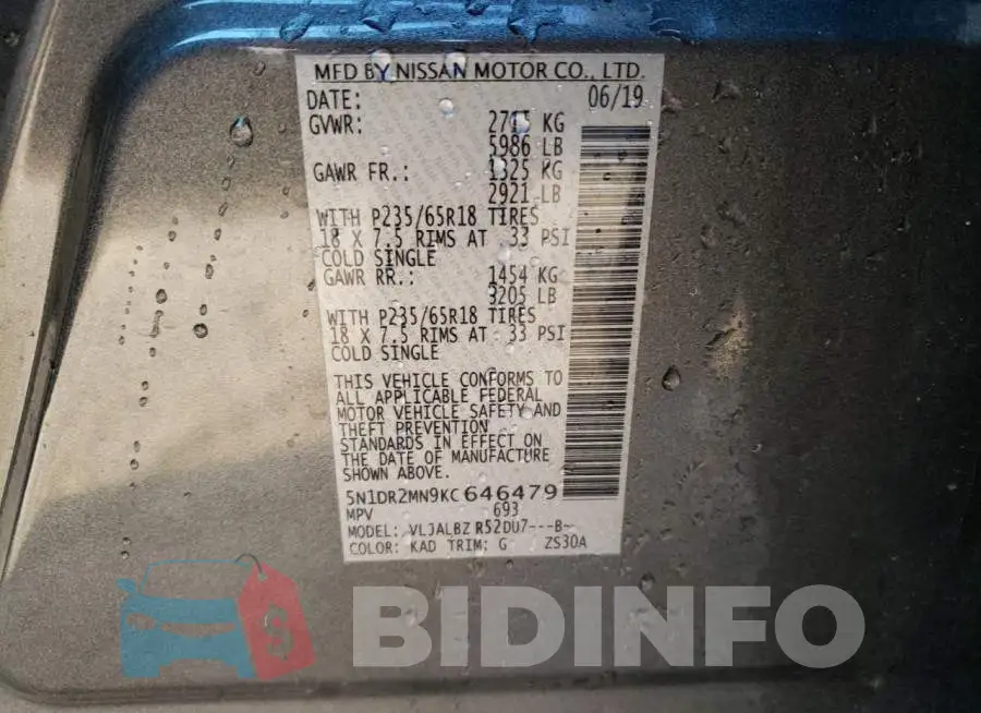 5N1DR2MN9KC646479 Photo# 14
