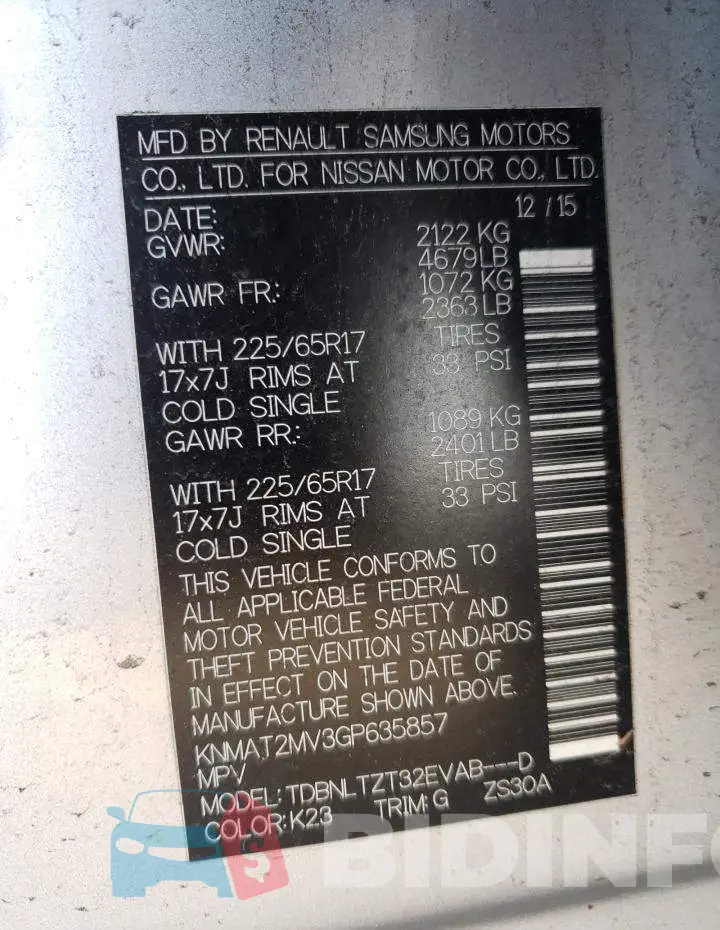KNMAT2MV3GP635857 Photo# 13