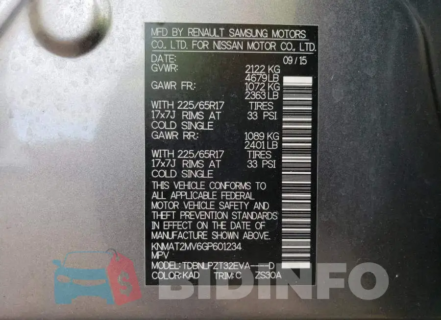 KNMAT2MV6GP601234 Photo# 13