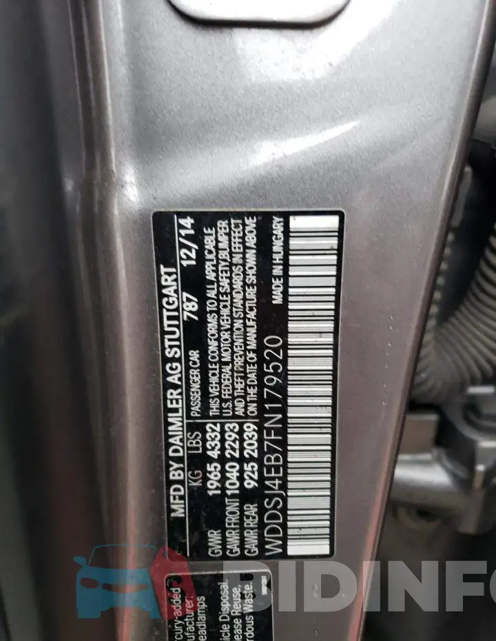 WDDSJ4EB7FN179520 Photo# 12