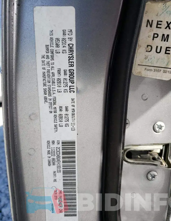 2C3CDXBGXEH193155 Photo# 12