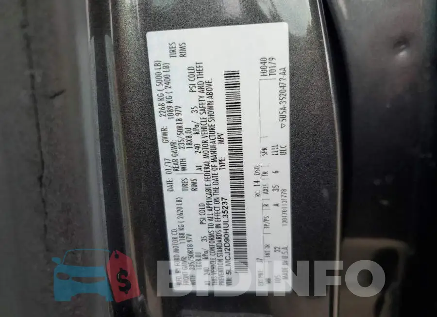 5LMCJ2D90HUL35237 Photo# 12