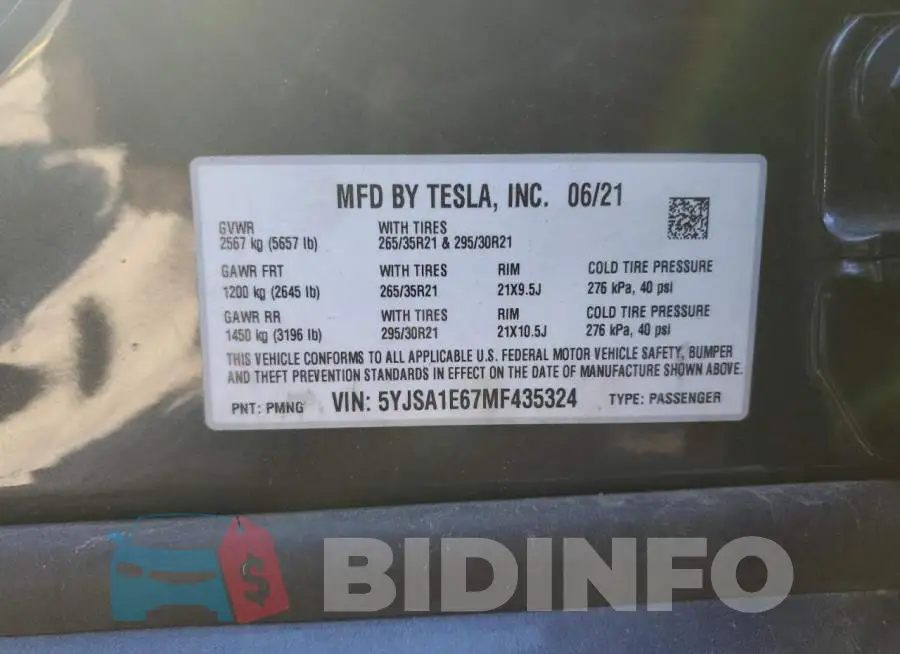 5YJSA1E67MF435324 Photo# 12