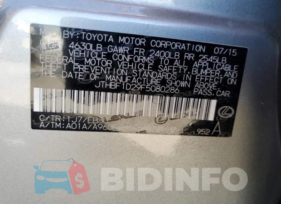 JTHBF1D29F5080286 Photo# 12