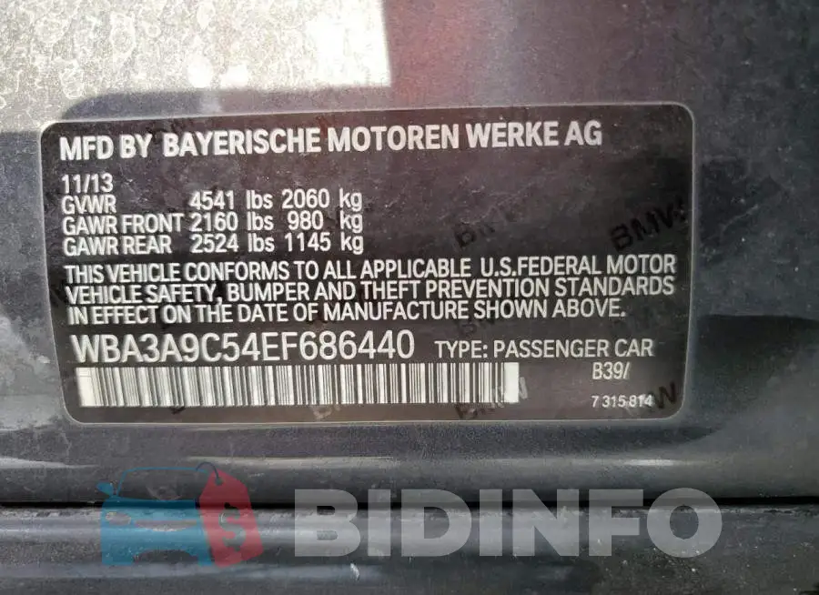 WBA3A9C54EF686440 Photo# 12