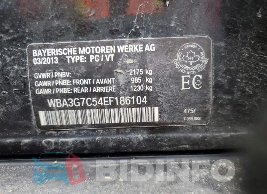 WBA3G7C54EF186104 Photo# 13