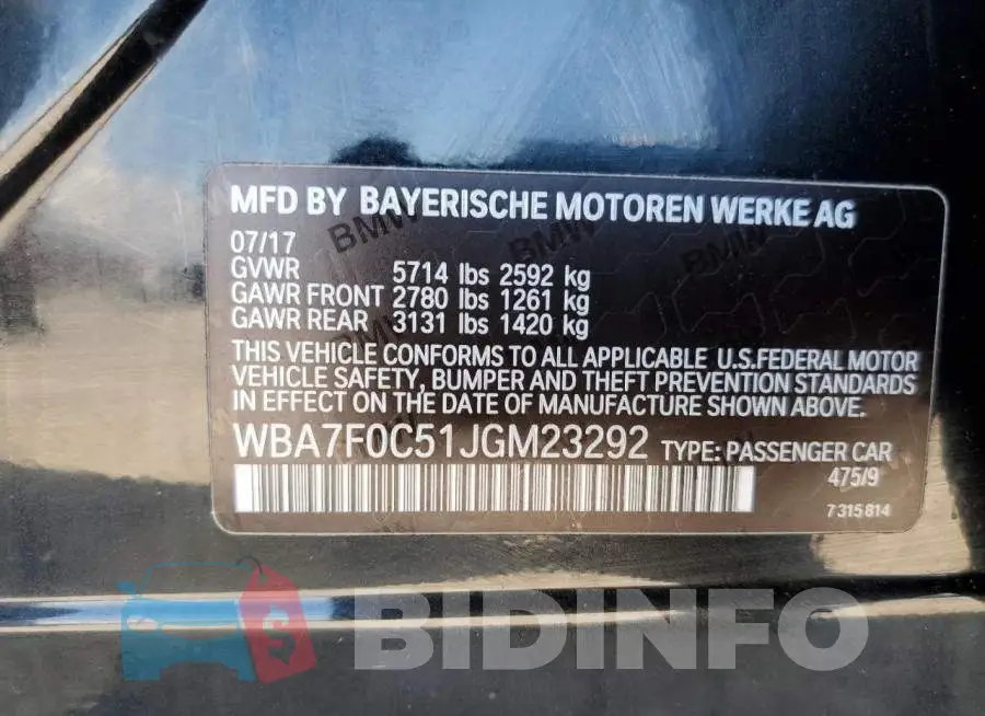 WBA7F0C51JGM23292 Photo# 13