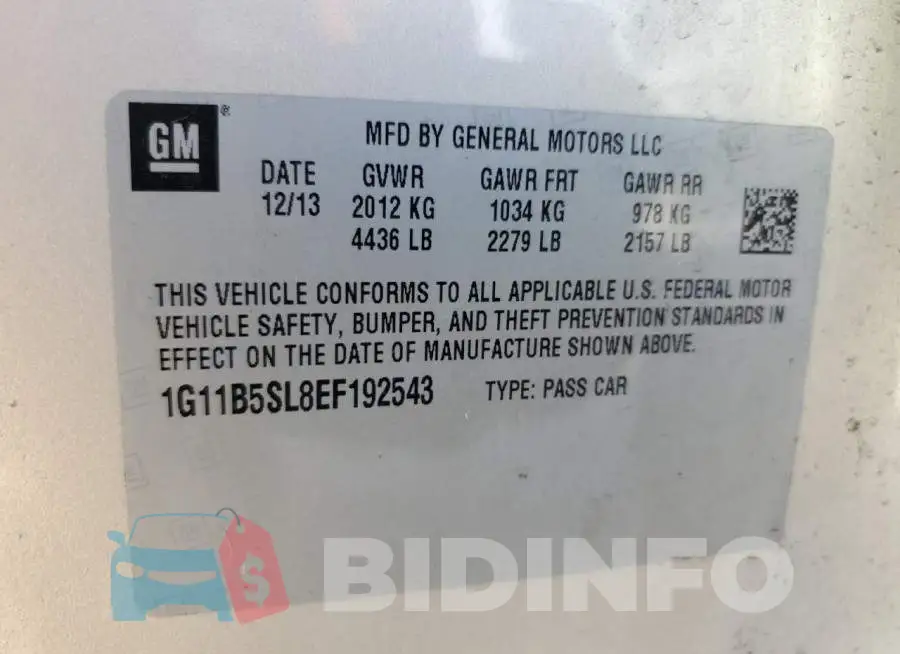 1G11B5SL8EF192543 Photo# 12