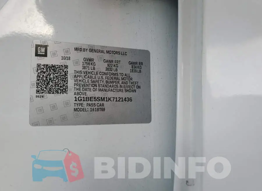 1G1BE5SM1K7121436 Photo# 12