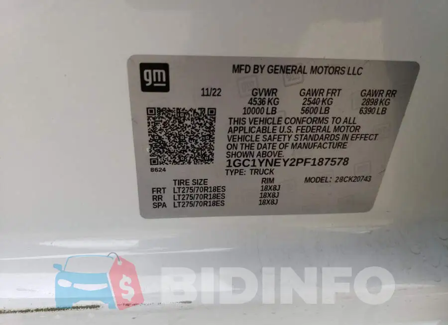 1GC1YNEY2PF187578 Photo# 12