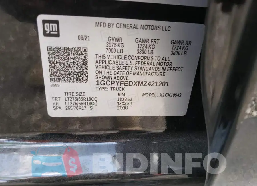 1GCPYFEDXMZ421201 Photo# 12