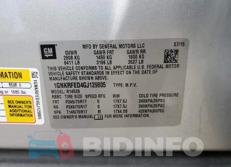 1GNKRFED4GJ129805 Photo# 13