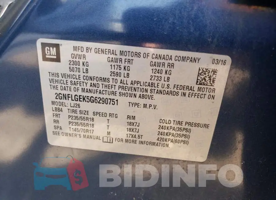 2GNFLGEK5G6290751 Photo# 13