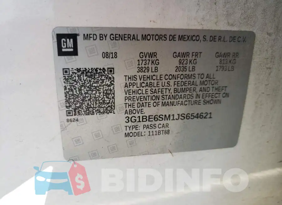 3G1BE6SM1JS654621 Photo# 12