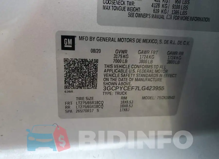 3GCPYCEF7LG423955 Photo# 12