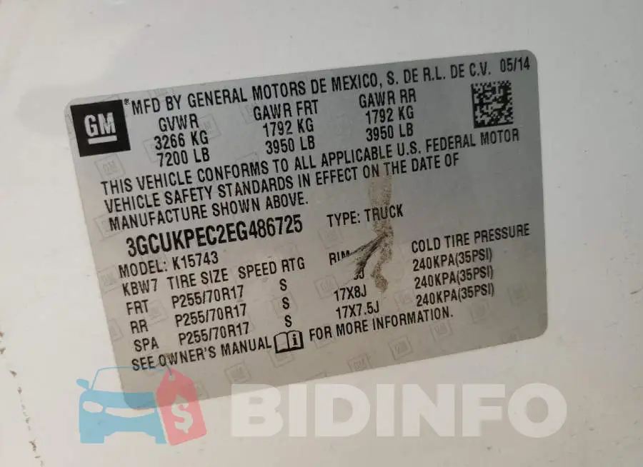 3GCUKPEC2EG486725 Photo# 12