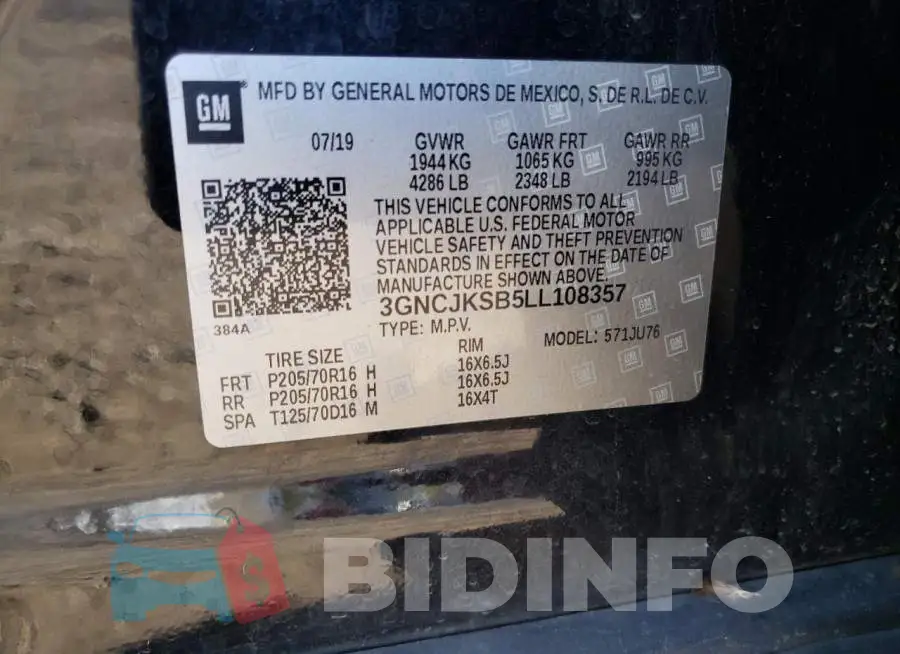 3GNCJKSB5LL108357 Photo# 13