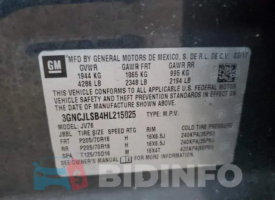 3GNCJLSB4HL215025 Photo# 13