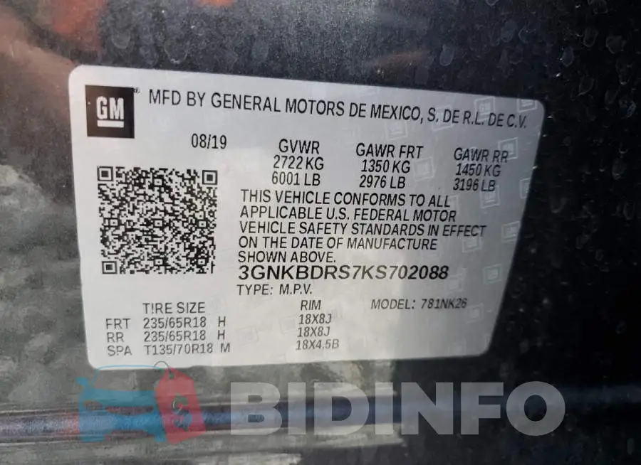 3GNKBDRS7KS702088 Photo# 12