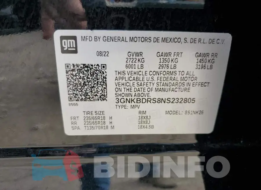 3GNKBDRS8NS232805 Photo# 13