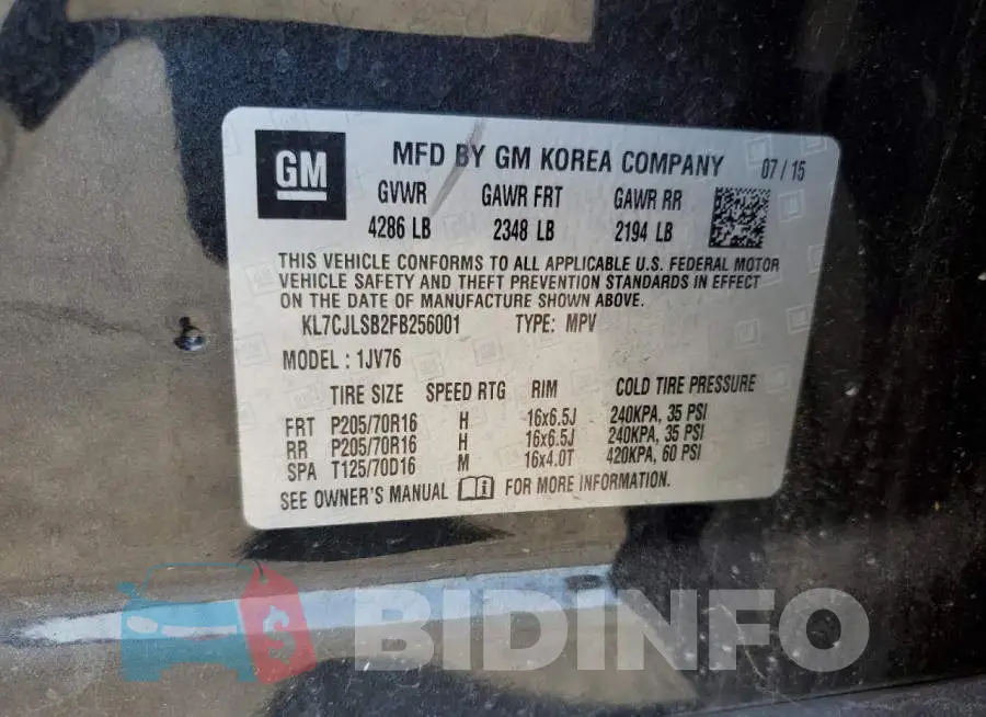 KL7CJLSB2FB256001 Photo# 12