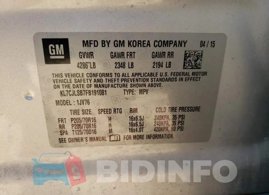 KL7CJLSB7FB191081 Photo# 12