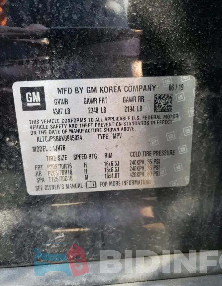 KL7CJPSB6KB945024 Photo# 13