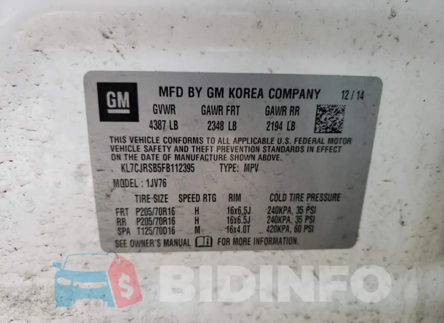 KL7CJRSB5FB112395 Photo# 12