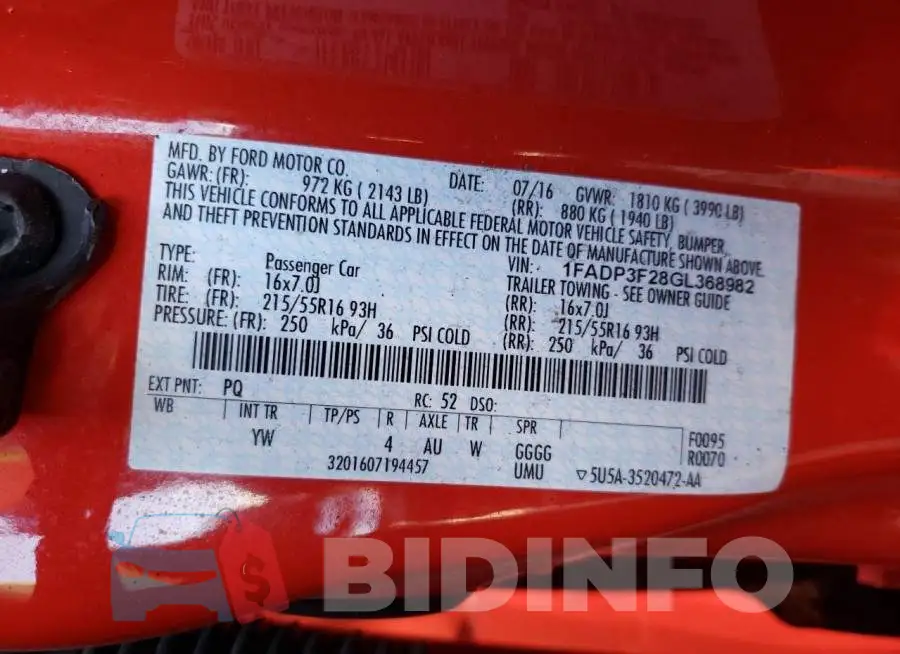 1FADP3F28GL368982 Photo# 13