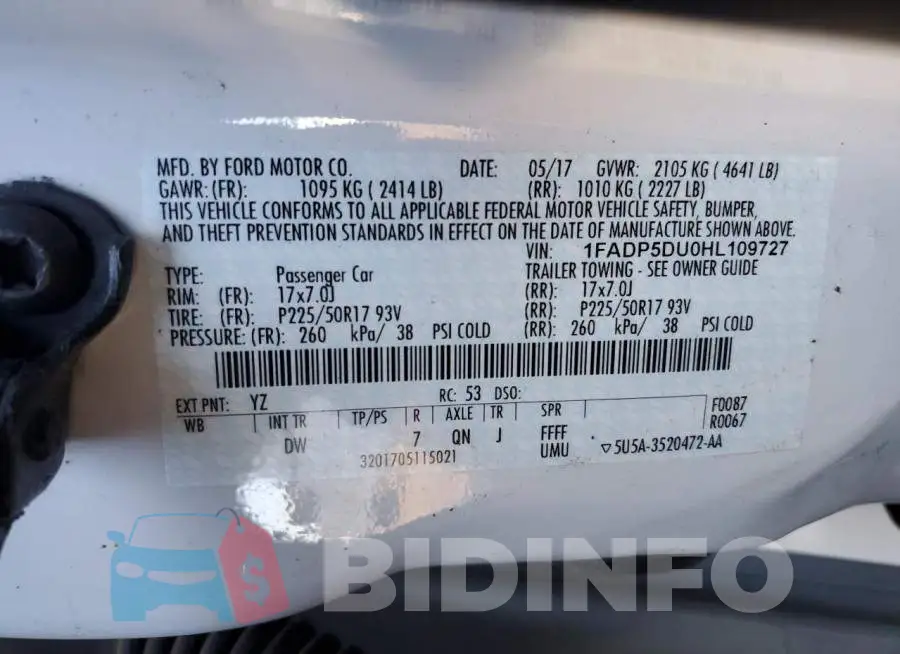 1FADP5DU0HL109727 Photo# 12
