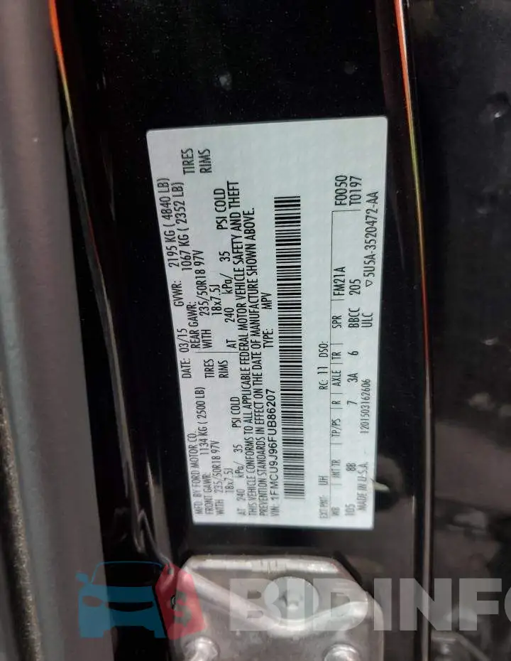 1FMCU9J96FUB86207 Photo# 12