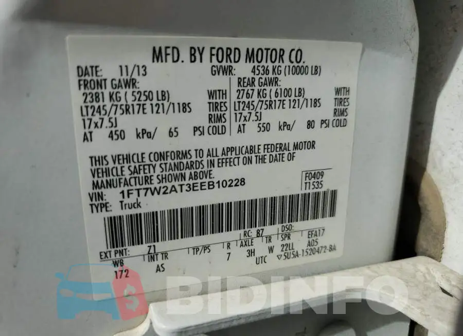 1FT7W2AT3EEB10228 Photo# 12