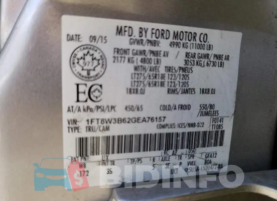 1FT8W3B62GEA76157 Photo# 12