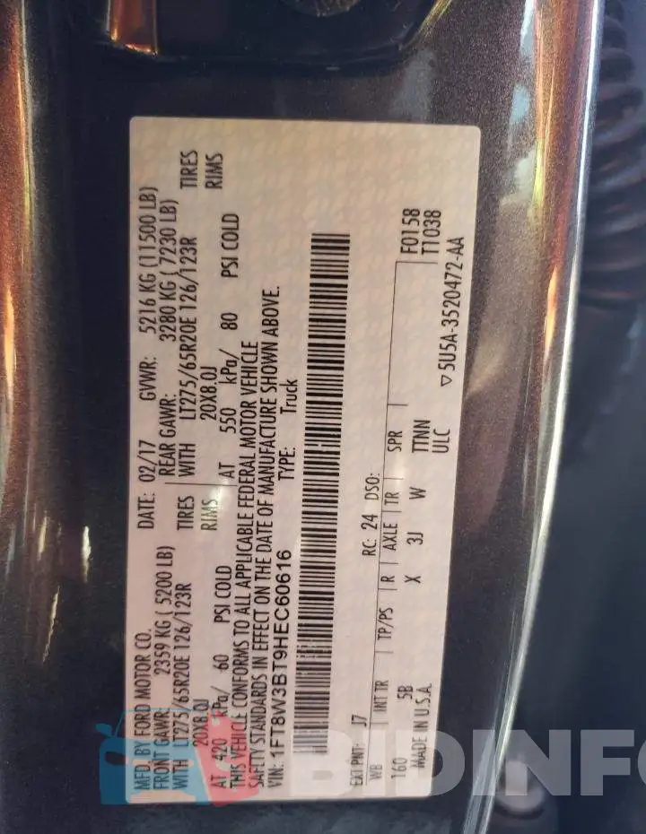 1FT8W3BT9HEC60616 Photo# 12
