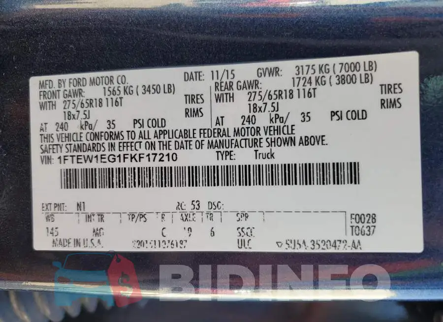 1FTEW1EG1FKF17210 Photo# 13