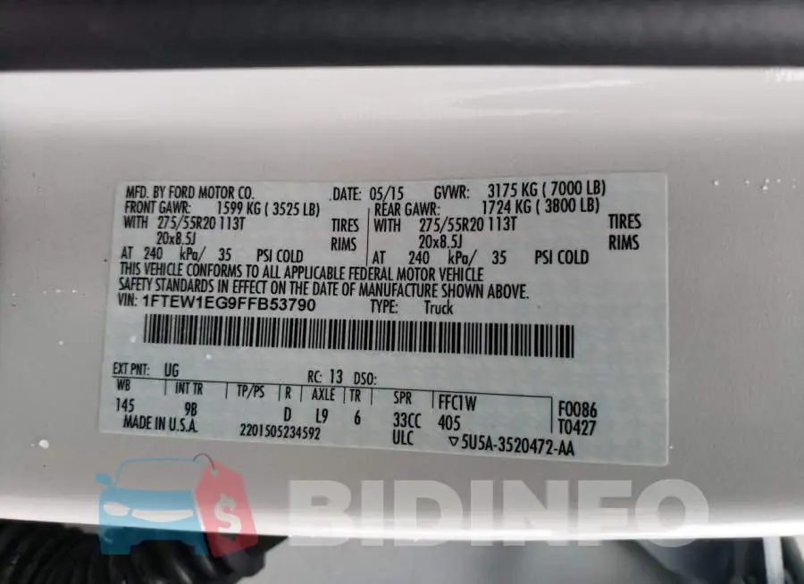 1FTEW1EG9FFB53790 Photo# 12