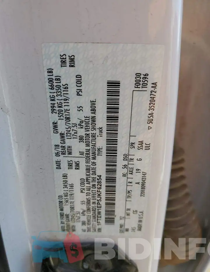 1FTEW1EP5JKF62854 Photo# 12