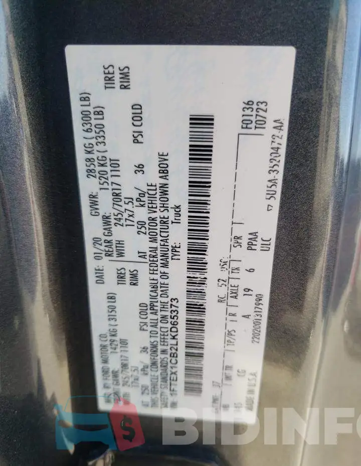 1FTEX1CB2LKD65373 Photo# 12