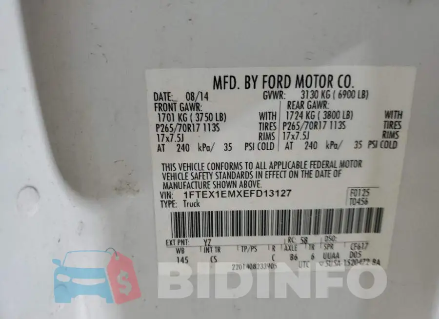 1FTEX1EMXEFD13127 Photo# 13
