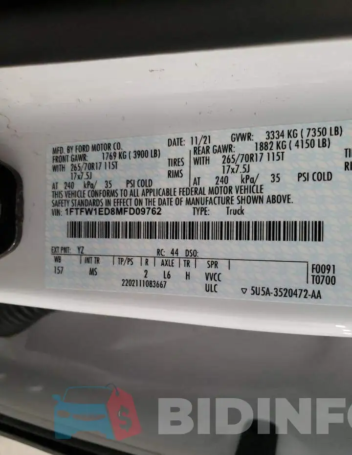 1FTFW1ED8MFD09762 Photo# 12