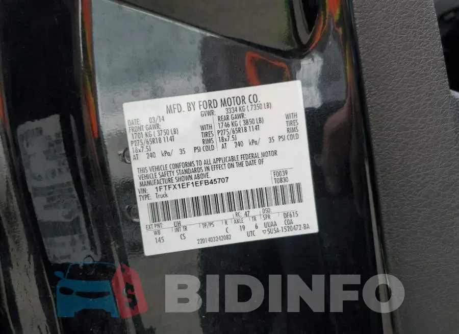 1FTFX1EF1EFB45707 Photo# 12
