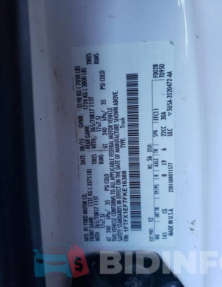 1FTFX1EF7FKE16388 Photo# 12