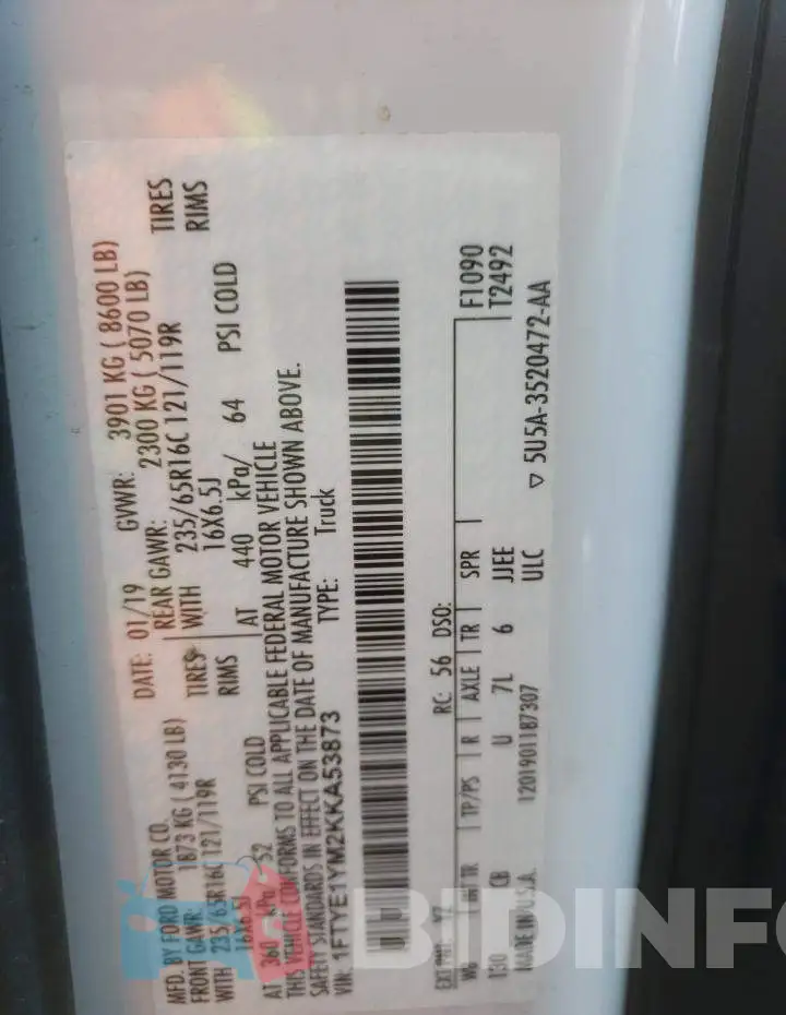 1FTYE1YM2KKA53873 Photo# 14