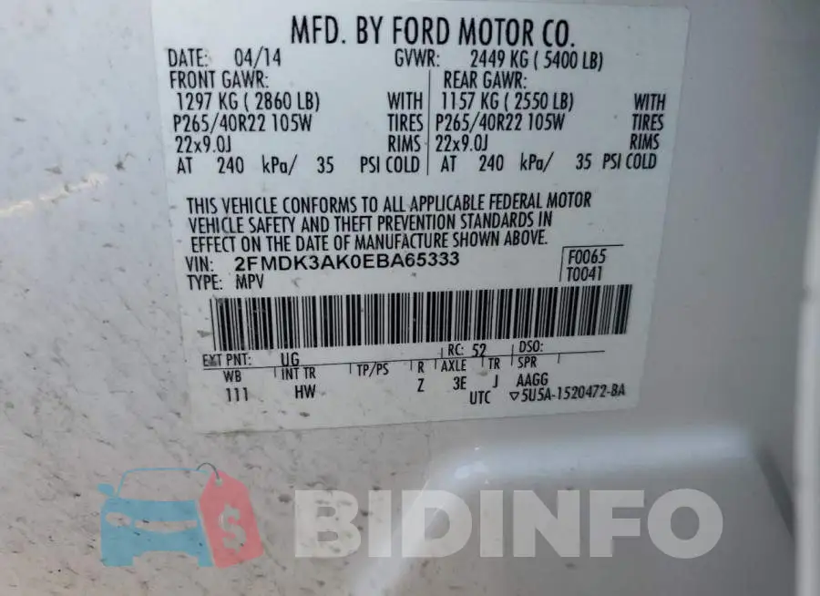 2FMDK3AK0EBA65333 Photo# 12