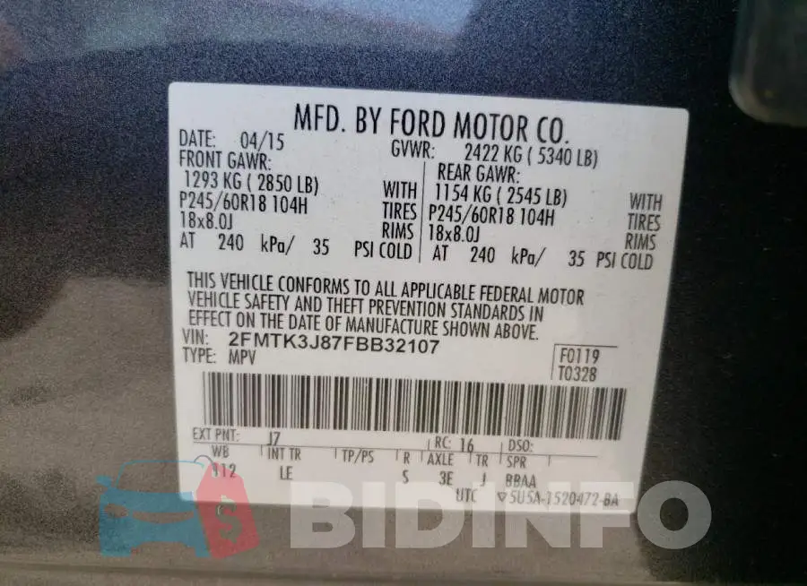 2FMTK3J87FBB32107 Photo# 13