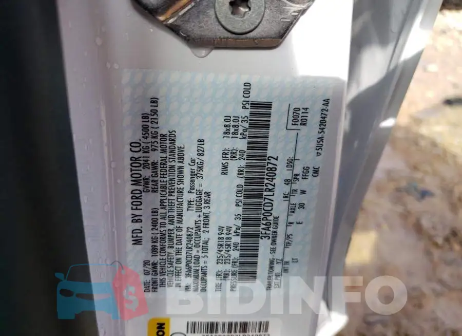 3FA6P0CD7LR240872 Photo# 12