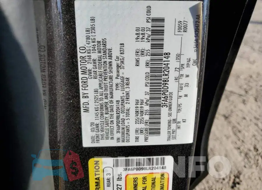 3FA6P0D98LR204148 Photo# 12