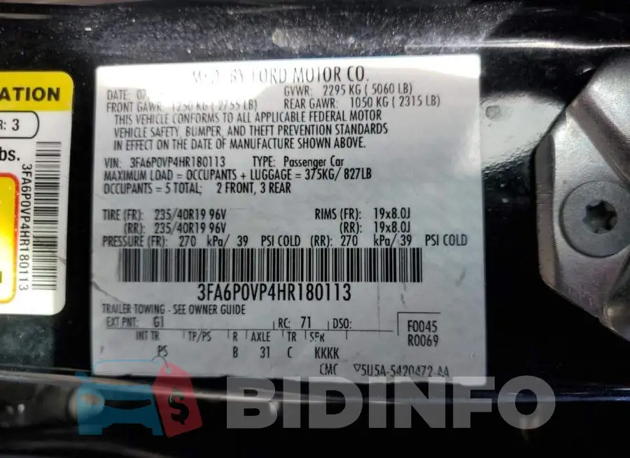 3FA6P0VP4HR180113 Photo# 12